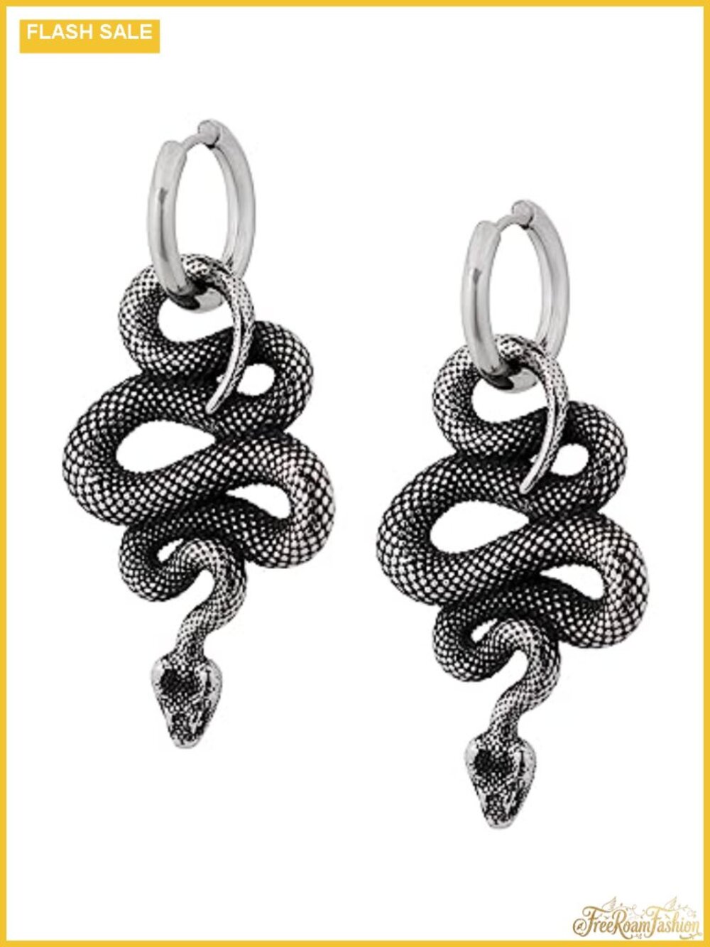 Gothic Snake Earrings, Stainless Steel Drop Dangle Punk Jewelry